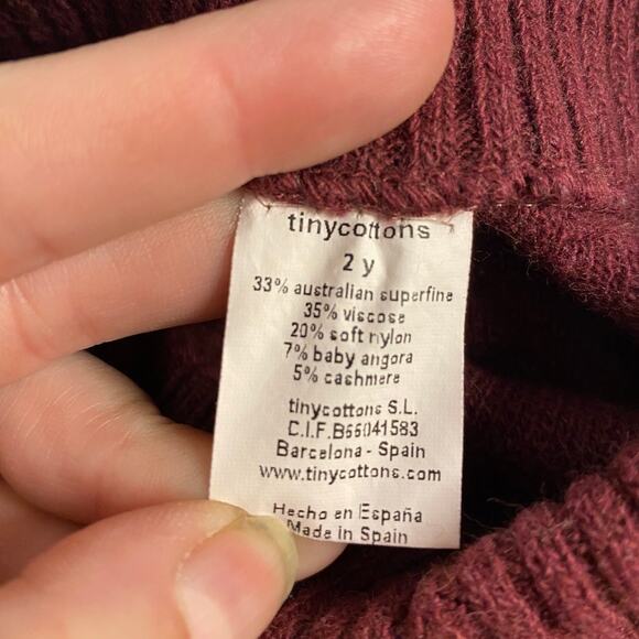 Minimalist Cozy Knit Toddler Pants Maroon X-Knee Tinycottons 2Y - Picture 3 of 5